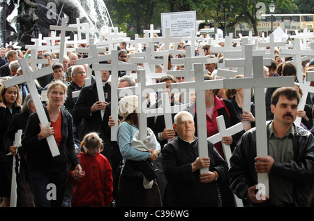 Anti-Abtreibungs-Protest in einem Schweigemarsch, Berlin, Deutschland Stockfoto