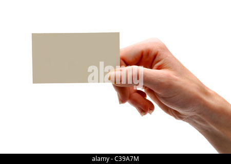 Hand, die leere Kleinbetrieb-Calling-card Stockfoto