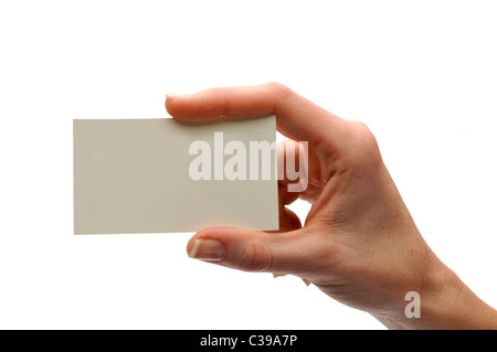 Hand, die leere Kleinbetrieb-Calling-card Stockfoto