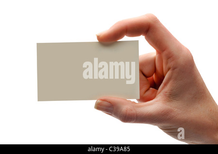 Hand, die leere Kleinbetrieb-Calling-card Stockfoto