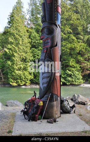 Totempfahl, Whidbey Island Washington Stockfoto