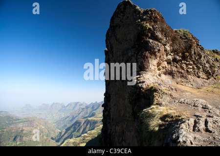 Blick von der Simiens Berge Böschung am Chenek Stockfoto