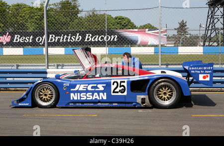 Gruppe C-Sportwagen in der Boxengasse beim Donington historische Festival 2011 Stockfoto