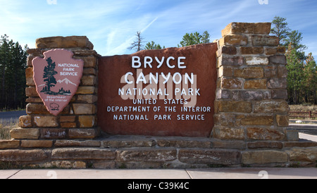 Eingangsschild der Bryce Canyon NP in Utah Stockfoto