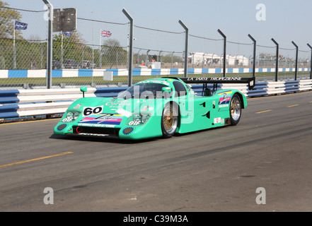 Gruppe C-Sportwagen in der Boxengasse beim Donington historische Festival 2011 Stockfoto