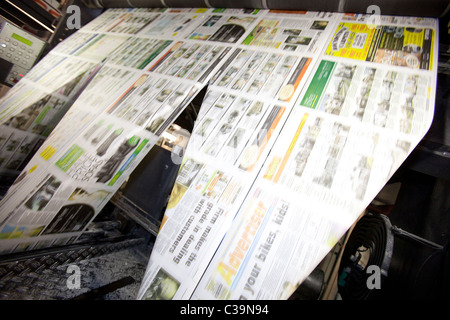 Eine Druckmaschine in einer Johnston Press-Fabrik. Stockfoto