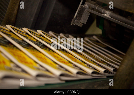 Eine Druckmaschine in einer Johnston Press-Fabrik. Stockfoto