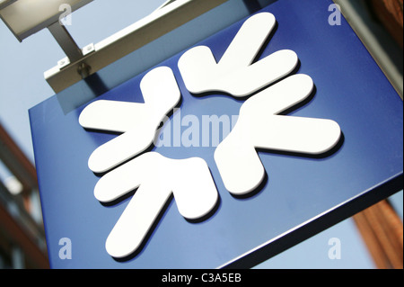 RBS-branding außerhalb eine Filiale im Zentrum von London. Stockfoto