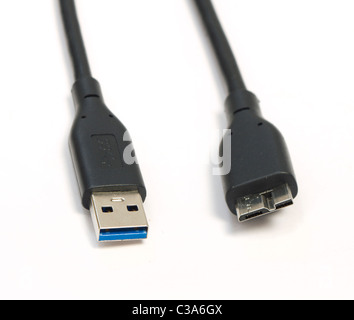 USB 3.0 cable for hard disk, USB 3 provides data rate up to 4.8 Gbps which is around 10 times faster than USB 2 Stockfoto