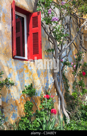 Plaka Viertel von Athen - Häuschen. Stadtteil Anafiotika, gebaut von Siedlern aus der ägäischen Insel Anafi in Stockfoto