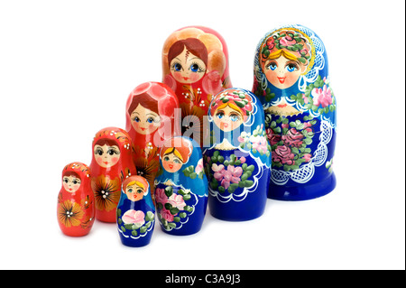 Objekt auf weiß - Spielzeug Holzpuppe matrioshka Stockfoto