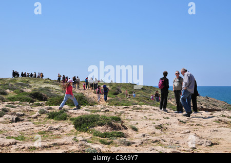 Viele Israelis besuchen Naturschutzgebiete im Frühling, genießen die lokalen Wildblumen Stockfoto