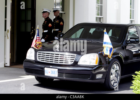 Israels Ministerpräsident Binyamin Netanyahu Limo trifft Präsident Barack Obama mit Israels Ministerpräsident Binyamin Netanyahu in Stockfoto