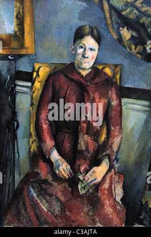 Paul Cézanne (1839-1906). Französische Post-Impressionisten Maler. Madame Cezanne (1850-1922) in einem roten Kleid. Öl auf Leinwand. Stockfoto