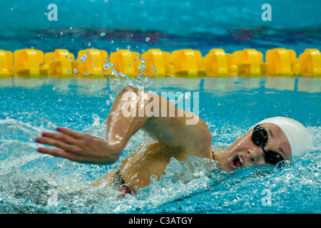 Katie Hoff (USA) im Wettbewerb auf der 400m Freistil schwimmen Wettbewerb bei den Olympischen Sommerspielen 2008, Peking, China Stockfoto