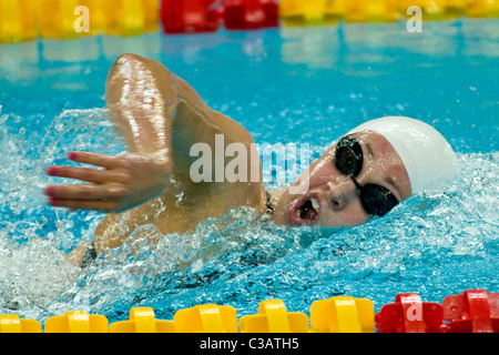 Katie Hoff (USA) im Wettbewerb auf der 400m Freistil schwimmen Wettbewerb bei den Olympischen Sommerspielen 2008, Peking, China Stockfoto