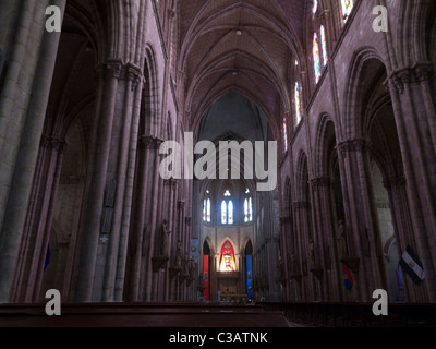 Gewölbe des Kirchenschiffs Basílica del Voto Nacional, Basilika des nationalen Gelübdes, Quito, Ecuador Stockfoto