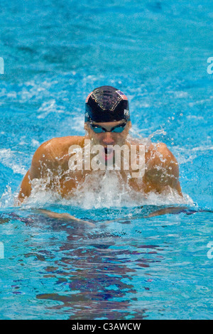 Michael Phelps (USA) Schwimmen im 200IM Halbfinale bei den Olympischen Sommerspielen 2008, Peking, China Stockfoto