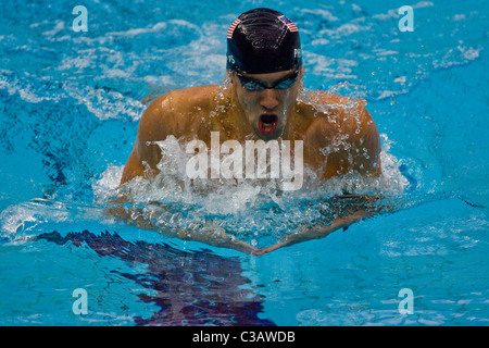 Michael Phelps (USA) Schwimmen im 200IM Halbfinale bei den Olympischen Sommerspielen 2008, Peking, China Stockfoto