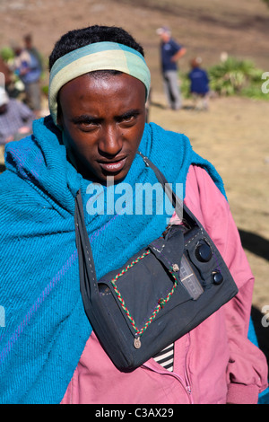 Junge in den Simien-Bergen von Äthiopien Stockfoto