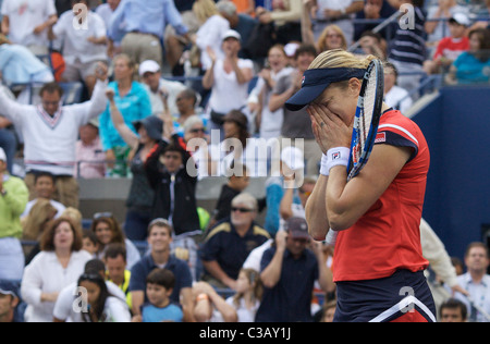 Kim Clijsters, Belgien, in Aktion beim uns Open Tennisturnier in Flushing Meadows, New York USA Stockfoto