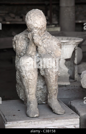 Nahaufnahme von einem gipsverband eines Bürgers von Pompeji, Neapel, Italien Stockfoto