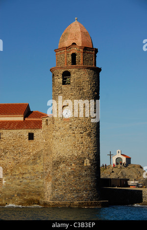 Notre-Dames-des-Engel in Collioure auf Französisch Côte du Vermeille in Pyrénées-Orientales, Languedoc-Roussillon Stockfoto