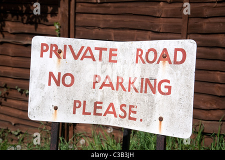 Private Straße Nr. Parkplatz Schild, Oxfordshire, Vereinigtes Königreich Stockfoto
