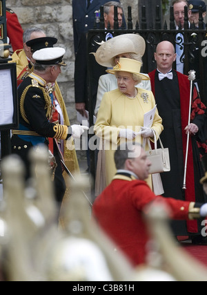 Die Hochzeit von Prinz William und Catherine Middleton. 29. April 2011 Prinz Charles, Prinz Phillip, Camilla Herzogin von Stockfoto