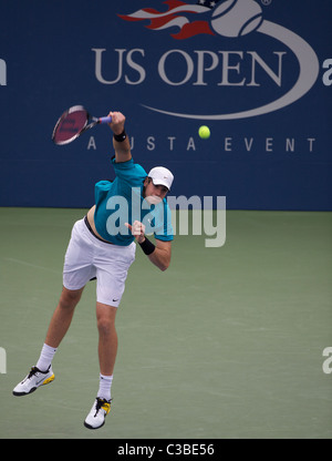 John Isner, USA, in Aktion beim uns Open Tennisturnier in Flushing Meadows, New York, USA... Stockfoto