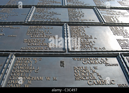 Detail der mercantile marine Gedenkstätte, entworfen von Edwind Lutyens in Trinity Square, City of London, england Stockfoto