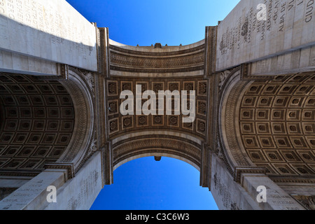 Detail der aufwendigen Schnitzereien auf dem Arc de Triomphe, Paris Stockfoto
