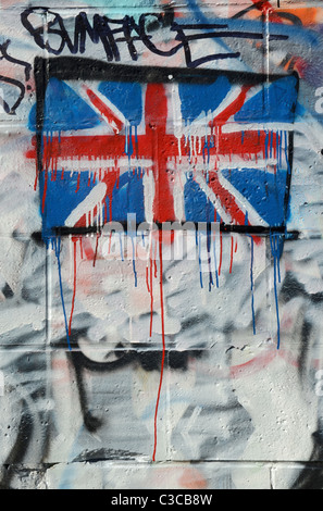 Graffiti mit einem Union Jack-Flagge zur Zeit der königlichen Hochzeit von William und Kate. Stockfoto