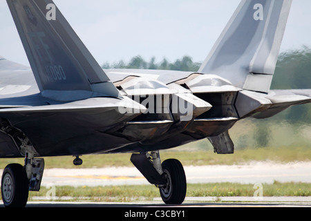 Nahaufnahme der hintere Abschnitt der f-22 Raptor. Stockfoto