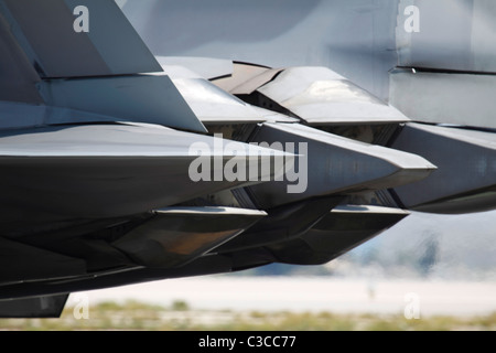 Nahaufnahme der hintere Abschnitt der f-22 Raptor. Stockfoto