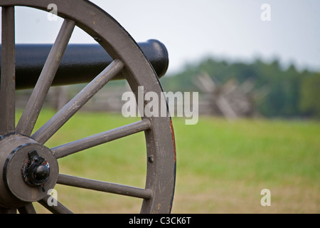 Einer der Ricketts Kanonen auf Stonewall Jackson Artillerie auf dem Schlachtfeld Manassas. Stockfoto