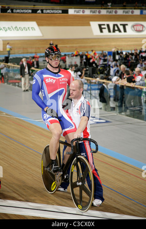 Sir Chris Hoy Einzelsprint comp Bahnrad-Weltmeisterschaften Apeldoorn Niederlande Stockfoto