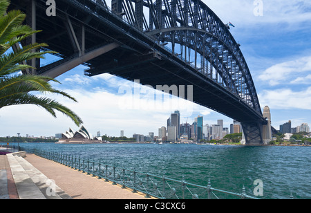 Sydney Harbour Bridge und das Opernhaus Stockfoto