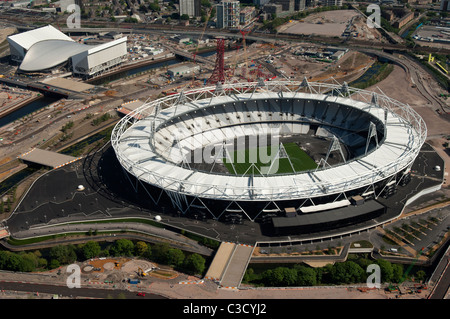 Das Olympiastadion für die Olympischen Spiele 2012 in London von der Luft aus gesehen Stockfoto