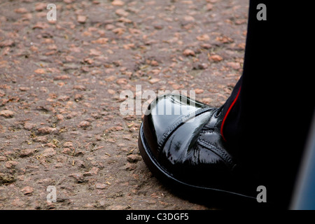 Schwarze glänzende Stiefel Stockfoto