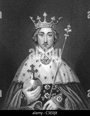 Richard II. von England (1367-1400) auf Kupferstich aus dem Jahr 1830. König von England während 1377-1399. Veröffentlicht in London von Thomas Kelly. Stockfoto