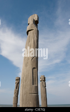 Open-air-Skulpturen von Soleillonautes an der Allées des Arts entlang La Grande Plage in Le Bacarès an der Côte Radieuse Languedoc-Roussillon Stockfoto