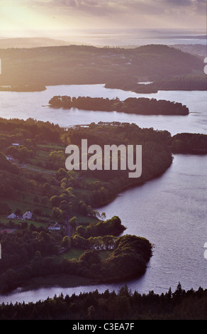 Blick über Lough Gill und Slishwood von Killery Berg, County Sligo, Irland. Stockfoto