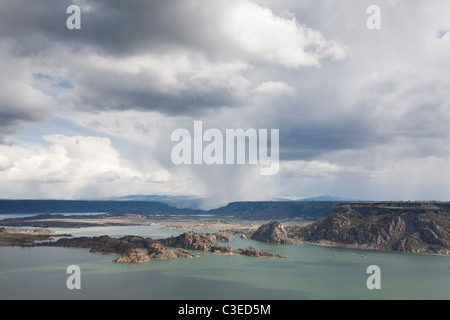 Jones Bay von der Spitze des Steamboat Rock - Steamboat Rock State Park, Grant County, Washington. Stockfoto