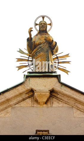 Skulptur von Jesus Christus auf der Oberseite der Kirche Stockfoto