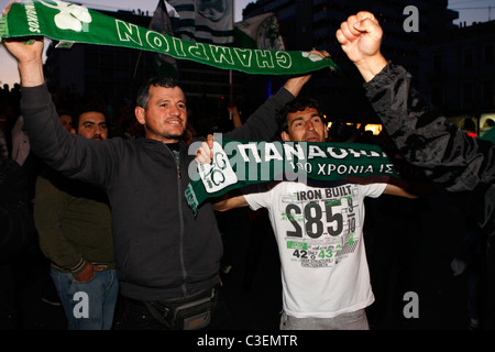 Panathinaikos-Fans feiern Stockfoto