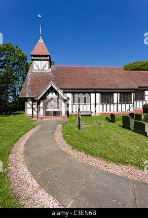 Halbe Fachwerkhaus Kirche von Great Altcar in der Nähe von Formby in Lancashire, England Stockfoto