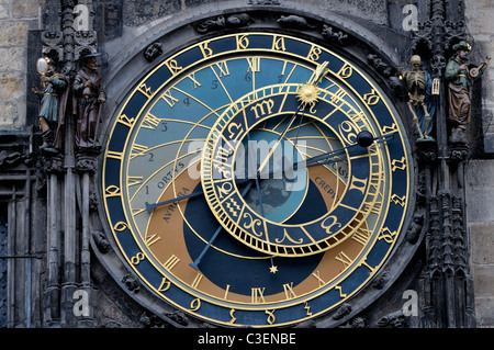 Astronomische Uhr am Altstädter Ring, Prag, Tschechische Republik Stockfoto