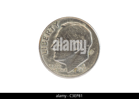 Präsident Roosevelt auf dem vorderen Avers ein 1973 einen Cent Münze aus den USA. Stockfoto