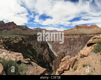 Grand Canyon-Panorama von der Tonto-Plattform über den Colorado River Stockfoto